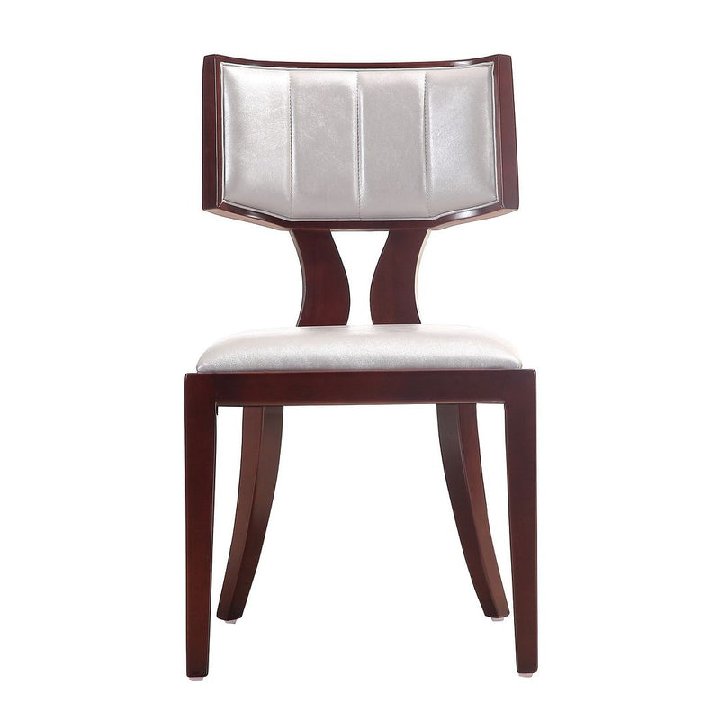 Manhattan Comfort Pulitzer Pearl White and Walnut Faux Leather Dining Chair (Set of Two) | Dining Chairs | Modishstore - 6