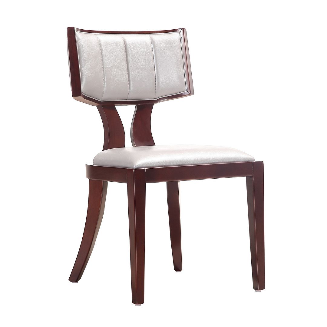 Manhattan Comfort Pulitzer Pearl White and Walnut Faux Leather Dining Chair (Set of Two) | Dining Chairs | Modishstore - 10
