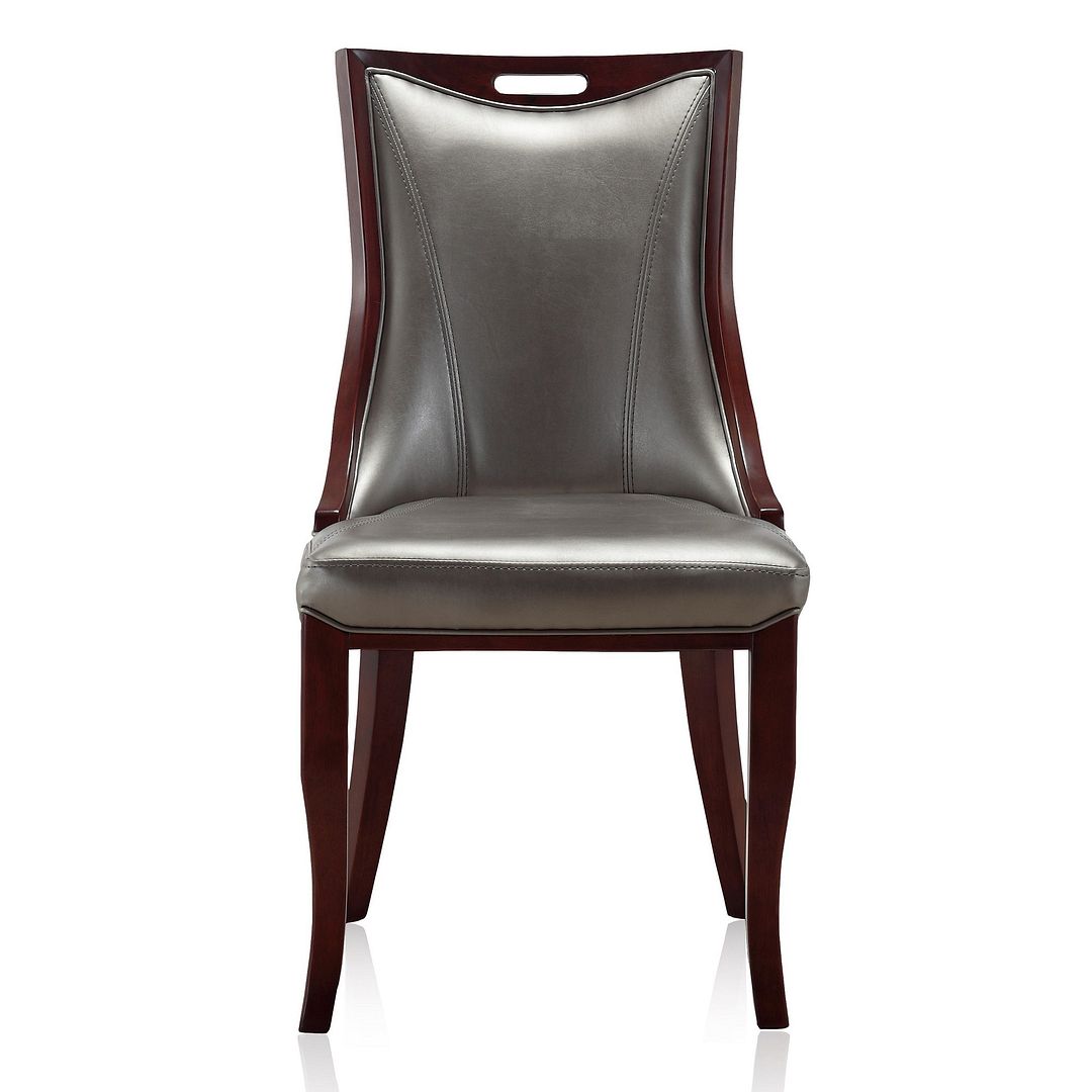 Manhattan Comfort Emperor Bronze and Walnut Faux Leather Dining Chair (Set of Two) | Dining Chairs | Modishstore - 12