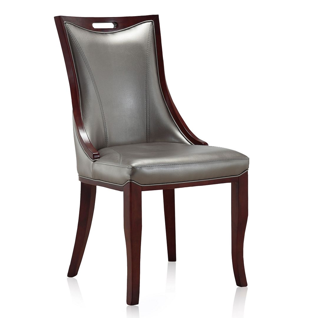Manhattan Comfort Emperor Bronze and Walnut Faux Leather Dining Chair (Set of Two) | Dining Chairs | Modishstore - 11