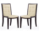 Manhattan Comfort Executor Cream and Walnut Faux Leather Dining Chairs (Set of Two) | Dining Chairs | Modishstore