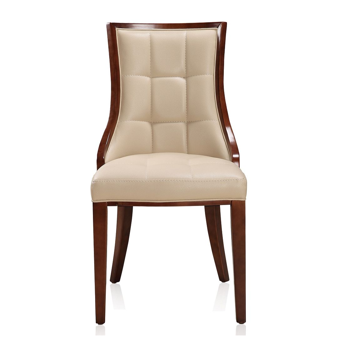Manhattan Comfort Fifth Avenue Cream and Walnut Faux Leather Dining Chair (Set of Two) | Dining Chairs | Modishstore - 5