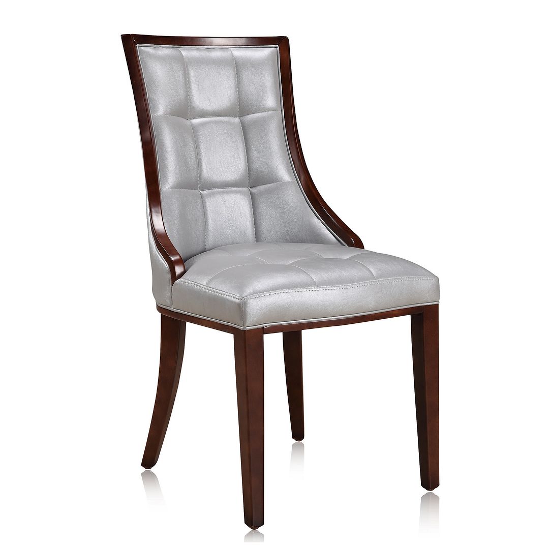 Manhattan Comfort Fifth Avenue Cream and Walnut Faux Leather Dining Chair (Set of Two) | Dining Chairs | Modishstore - 16