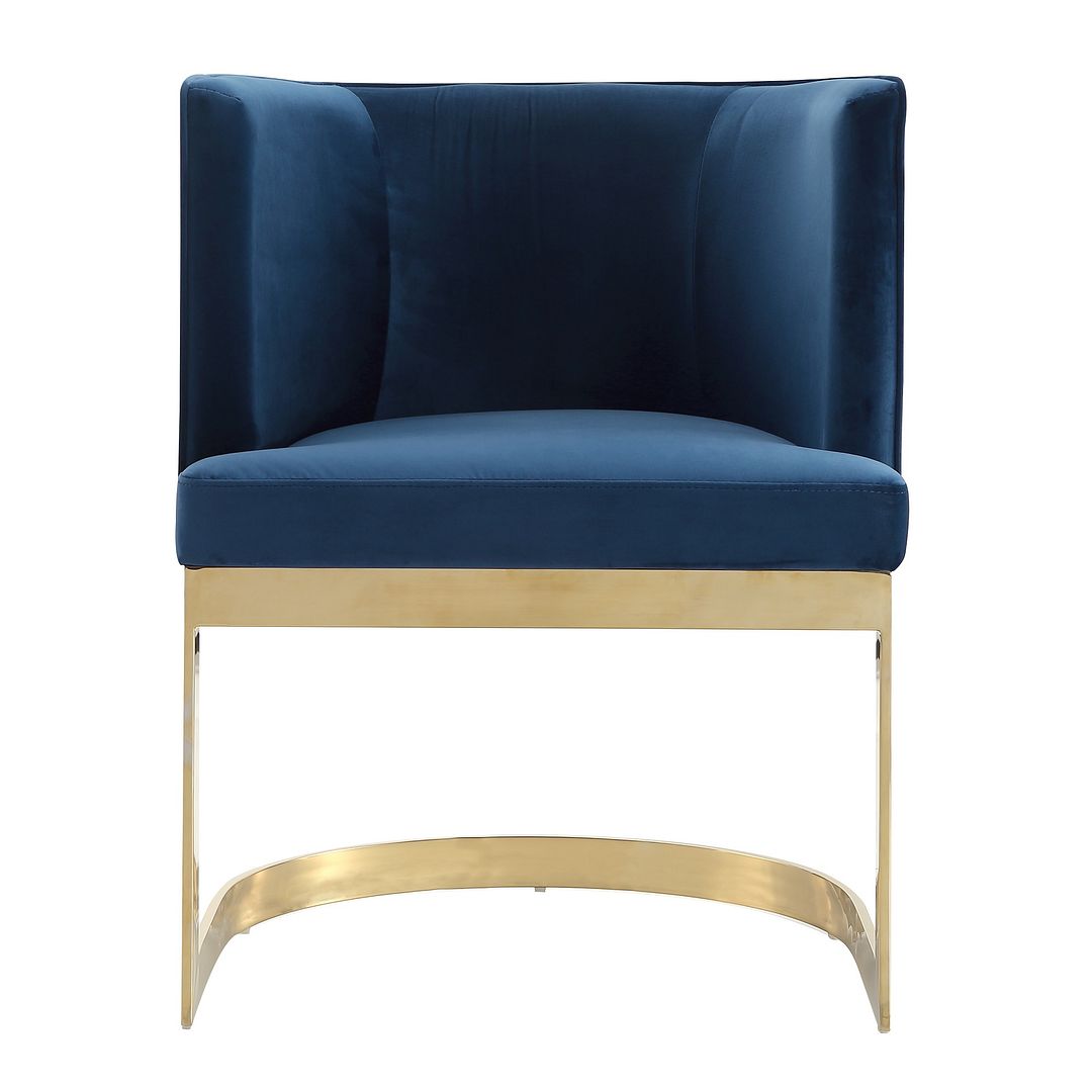 Manhattan Comfort Aura Royal Blue and Polished Brass Velvet Dining Chair | Dining Chairs | Modishstore