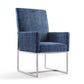 Manhattan Comfort Element Blue Velvet Dining Armchair | Dining Chairs | Modishstore