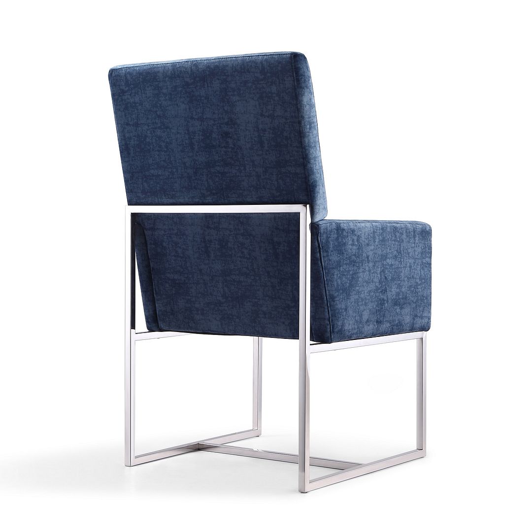 Manhattan Comfort Element Blue Velvet Dining Armchair | Dining Chairs | Modishstore - 4
