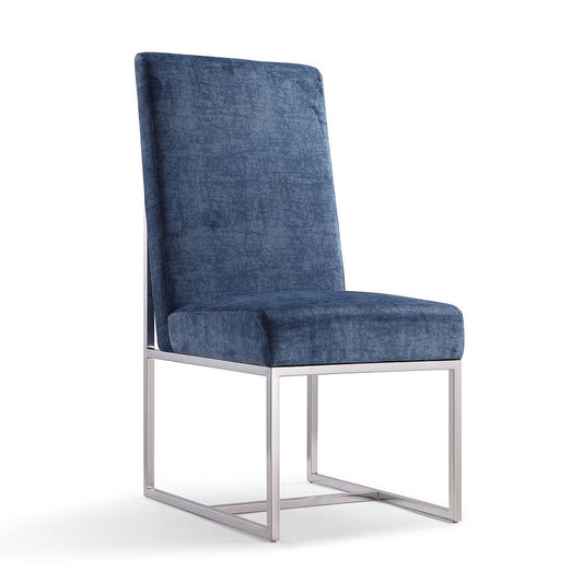Manhattan Comfort Element Blue Velvet Dining Chair | Dining Chairs | Modishstore