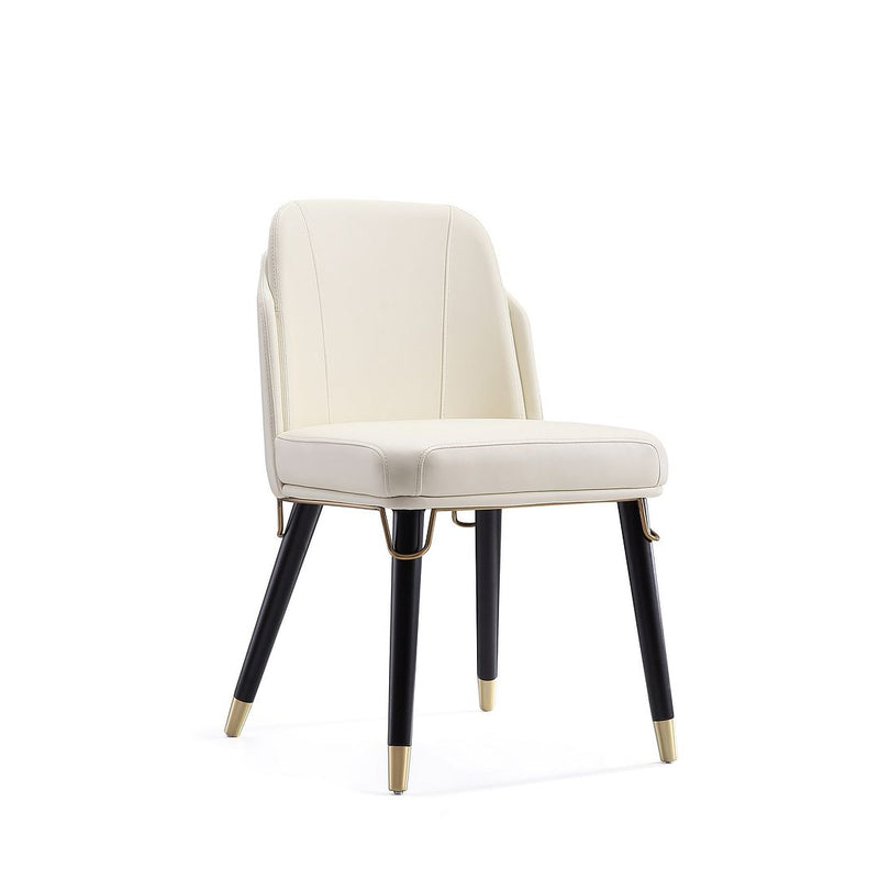 Manhattan Comfort Estelle Cream and Black Faux Leather Dining Chair | Dining Chairs | Modishstore