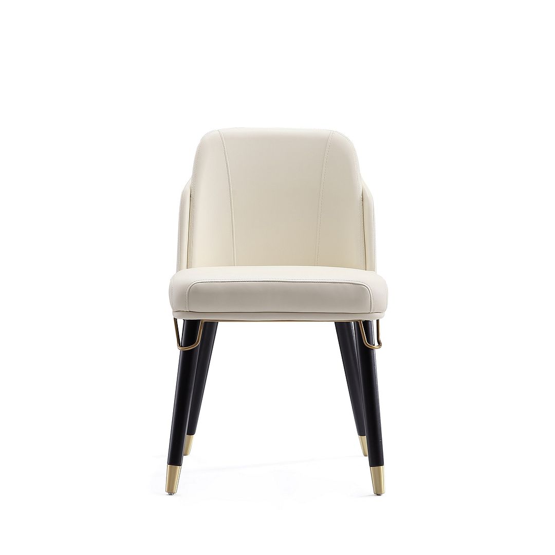 Manhattan Comfort Estelle Cream and Black Faux Leather Dining Chair | Dining Chairs | Modishstore - 5