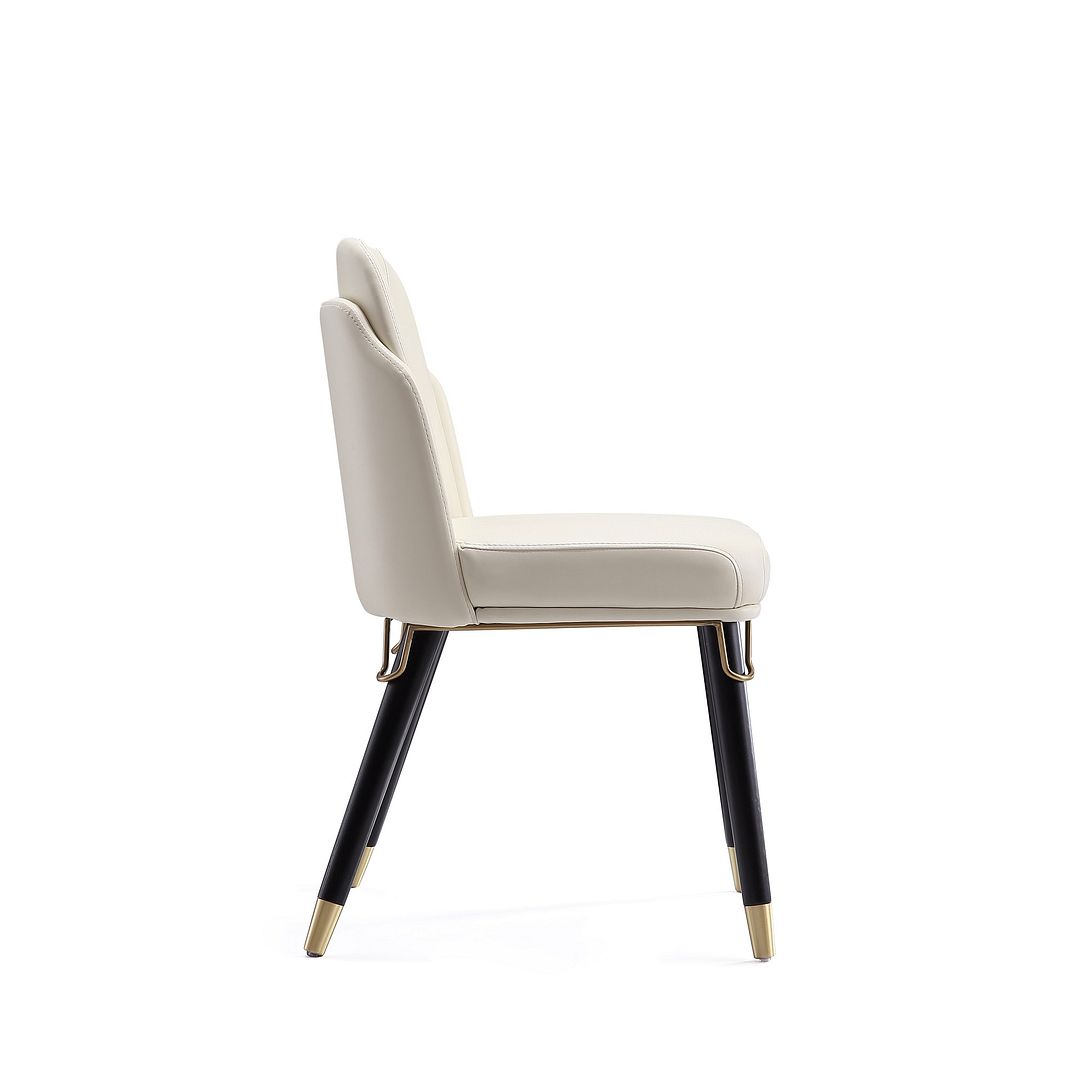 Manhattan Comfort Estelle Cream and Black Faux Leather Dining Chair | Dining Chairs | Modishstore - 4