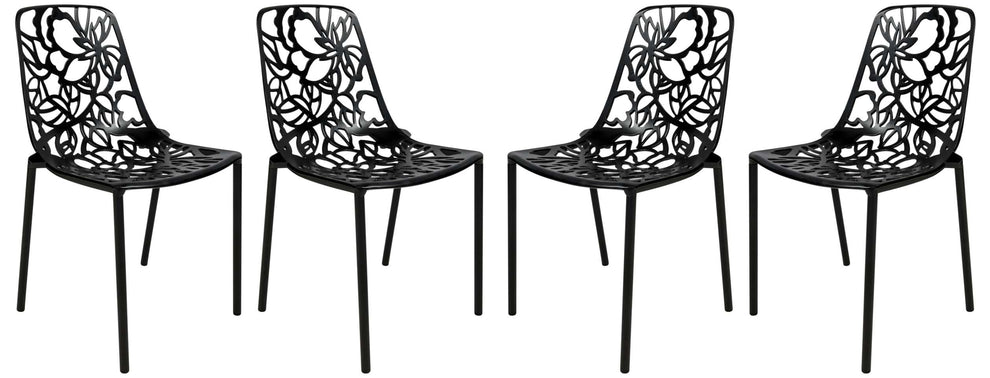 LeisureMod Modern Devon Aluminum Chair, Set of 4 | Outdoor Chairs | Modishstore - 2