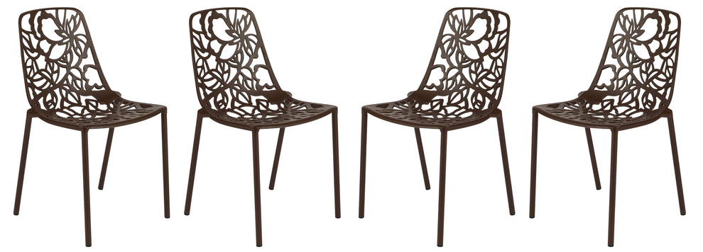 LeisureMod Modern Devon Aluminum Chair, Set of 4 | Dining Chairs | Modishstore - 9