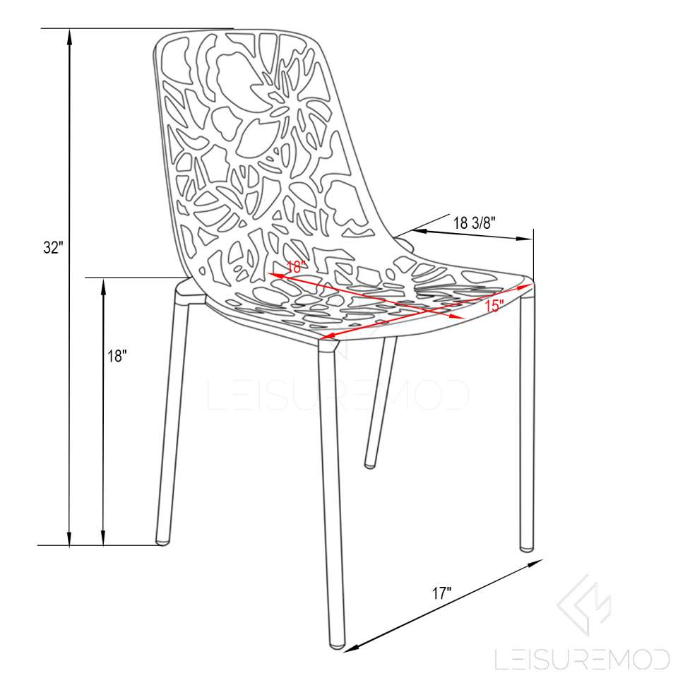 LeisureMod Modern Devon Aluminum Chair, Set of 4 | Dining Chairs | Modishstore - 11