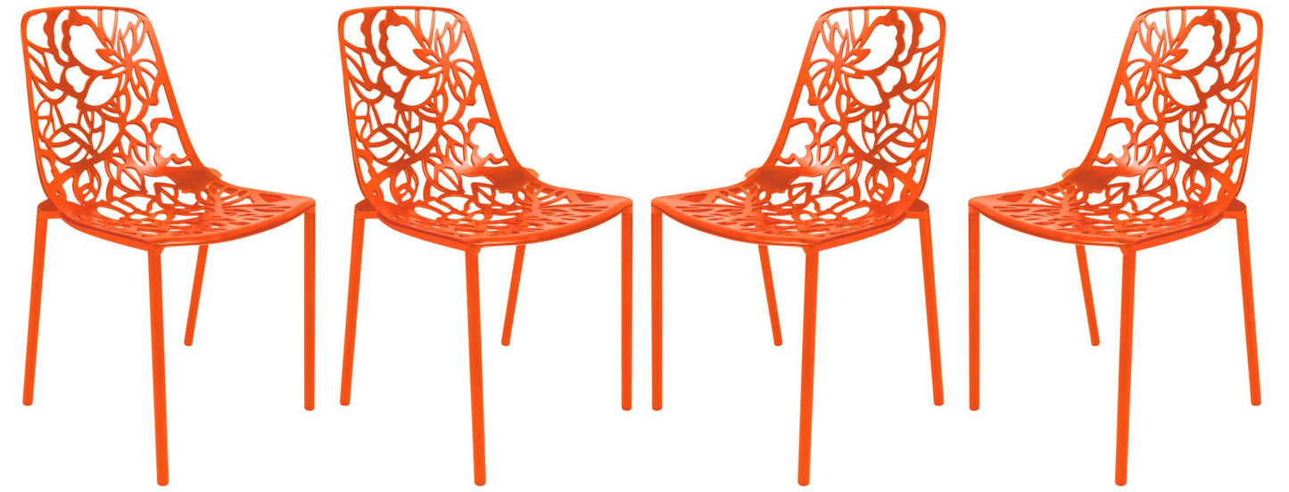 LeisureMod Modern Devon Aluminum Chair, Set of 4 | Dining Chairs | Modishstore - 21