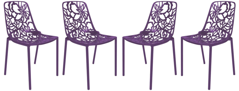 LeisureMod Modern Devon Aluminum Chair, Set of 4 | Dining Chairs | Modishstore - 34