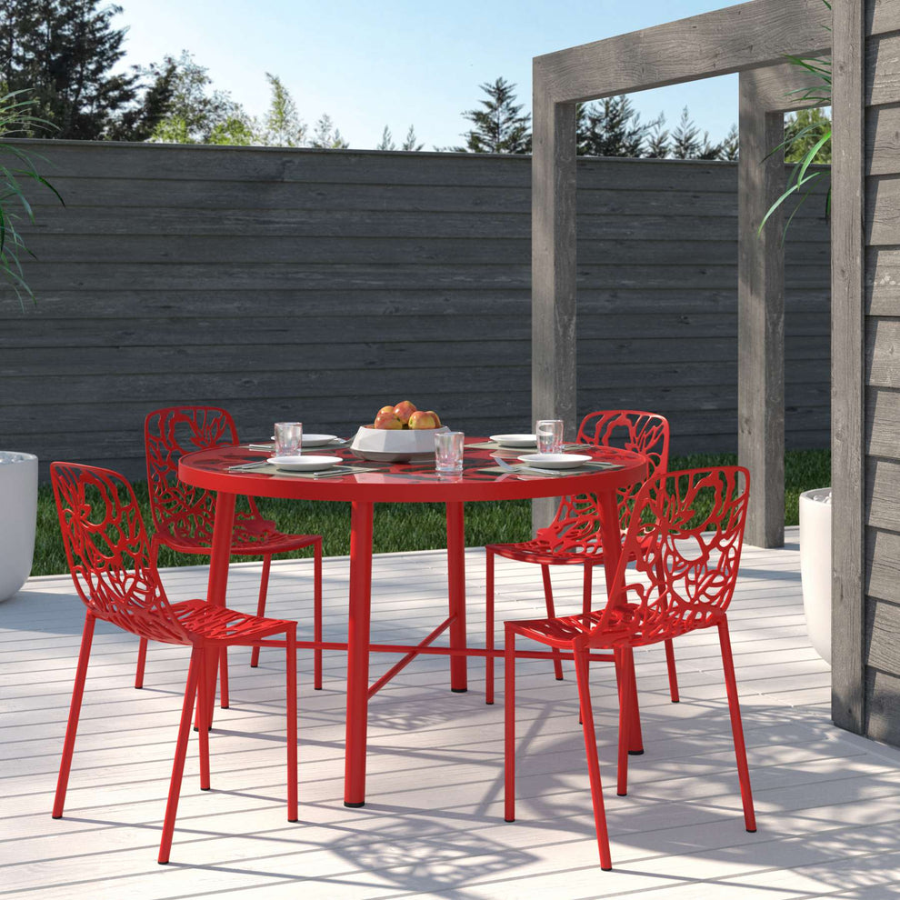 LeisureMod Modern Devon Aluminum Chair, Set of 4 | Dining Chairs | Modishstore - 43