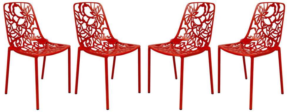 LeisureMod Modern Devon Aluminum Chair, Set of 4 | Dining Chairs | Modishstore - 42