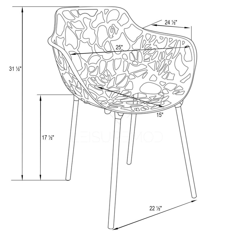 LeisureMod Modern Devon Aluminum Armchair, Set of 2 | Outdoor Chairs | Modishstore - 2
