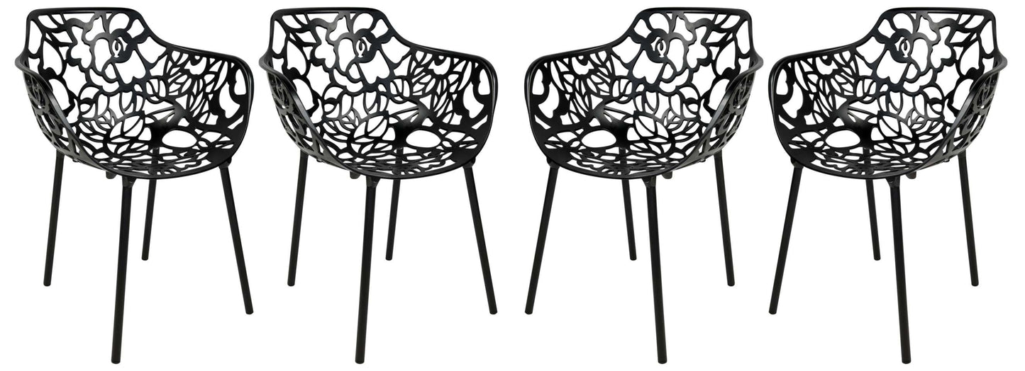 LeisureMod Modern Devon Aluminum Armchair, Set of 4 | Outdoor Chairs | Modishstore - 2