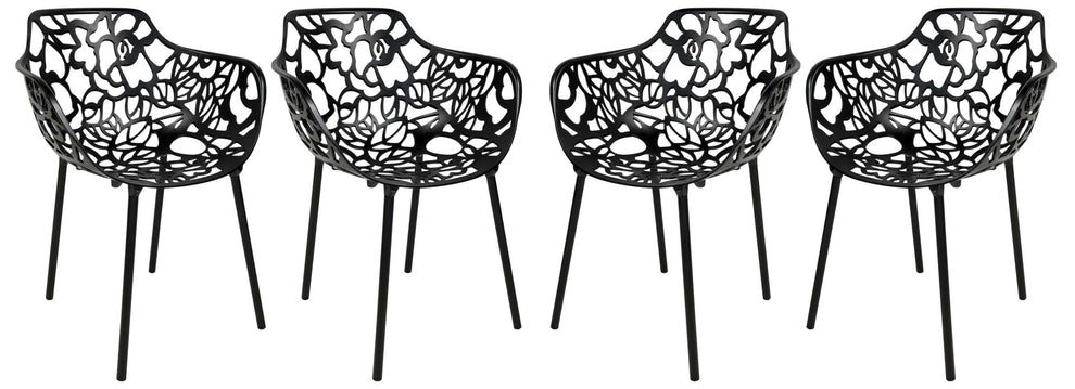 LeisureMod Modern Devon Aluminum Armchair, Set of 4 | Outdoor Chairs | Modishstore - 2