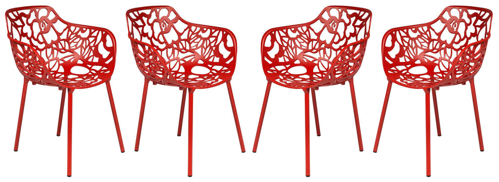 LeisureMod Modern Devon Aluminum Armchair, Set of 4 | Outdoor Chairs | Modishstore - 33