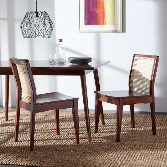 Safavieh Benicio Rattan Dining Chair Set Of 2 - Dark Brown | Dining Chairs | Modishstore