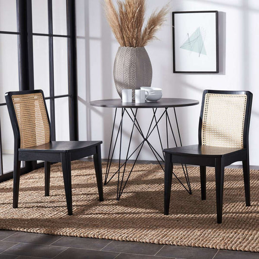 Safavieh Benicio Rattan Dining Chair Set Of 2 - Black | Dining Chairs | Modishstore