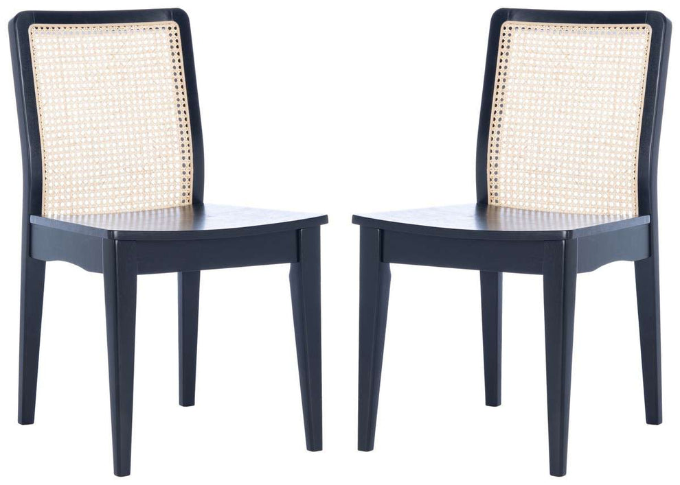 Safavieh Benicio Rattan Dining Chair Set Of 2 - Black | Dining Chairs | Modishstore - 3