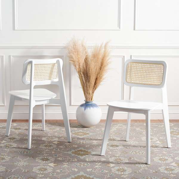 Safavieh Luz Cane Dining Chair Set Of 2 - White | Dining Chairs | Modishstore