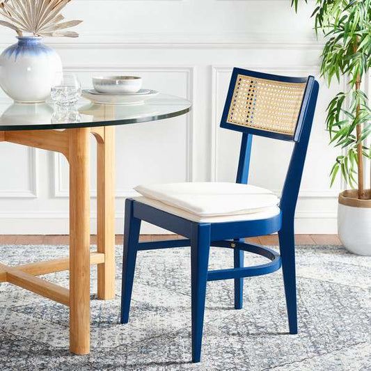 Safavieh Galway Cane Dining Chair - Navy | Dining Chairs | Modishstore