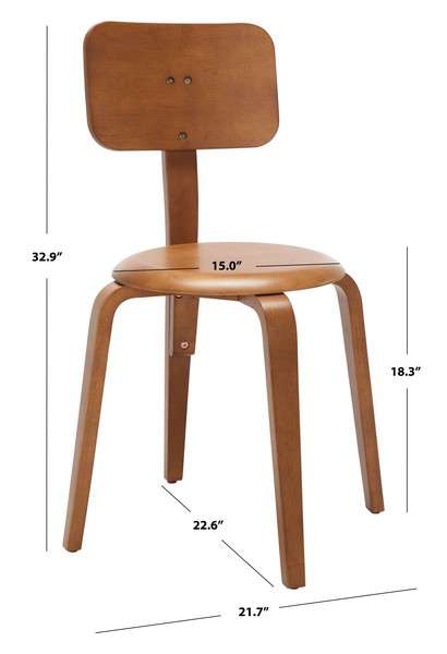 Safavieh Luella Stackable Dining Chair Set Of 2 - Walnut | Dining Chairs | Modishstore - 4