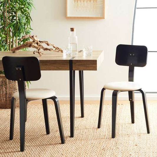 Safavieh Jo Upholstered Stackable Dining Chair Set Of 2 - Black | Dining Chairs | Modishstore