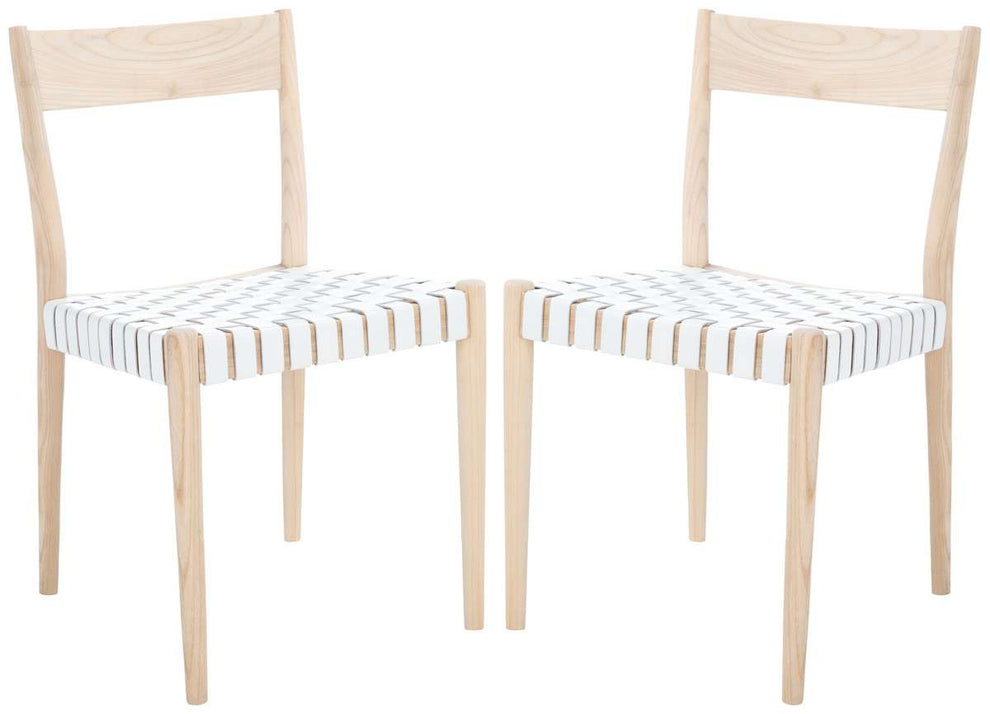 Safavieh Eluned Leather Dining Chair Set Of 2 - White | Dining Chairs | Modishstore - 3