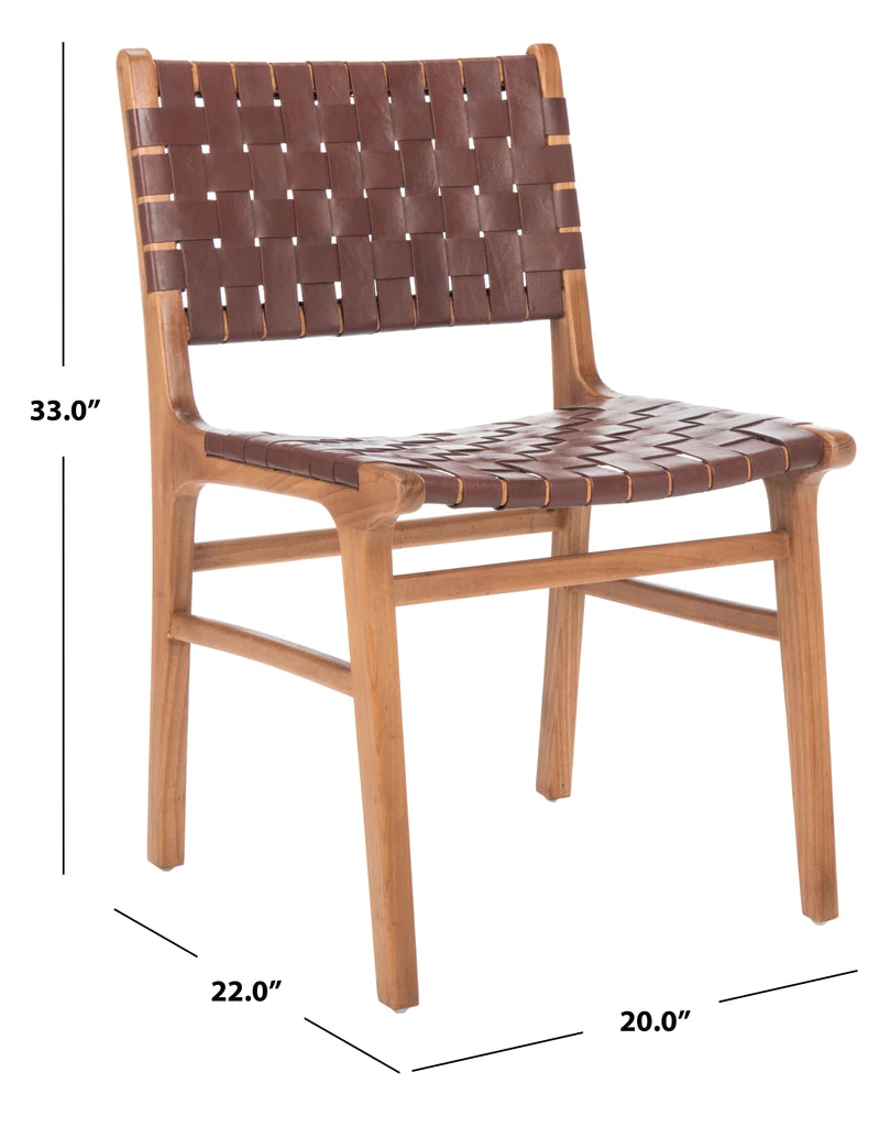 Safavieh Taika Woven Leather Dining Chair- Set of 2 | Dining Chairs | Modishstore - 6