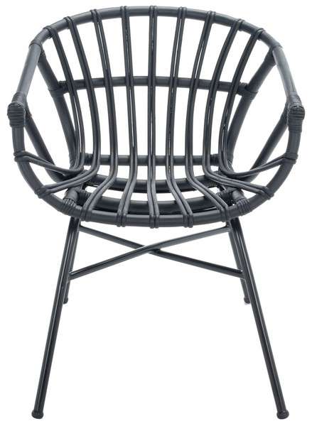 Safavieh Avril Rattan Dining Chair Set Of 2 - Black | Dining Chairs | Modishstore