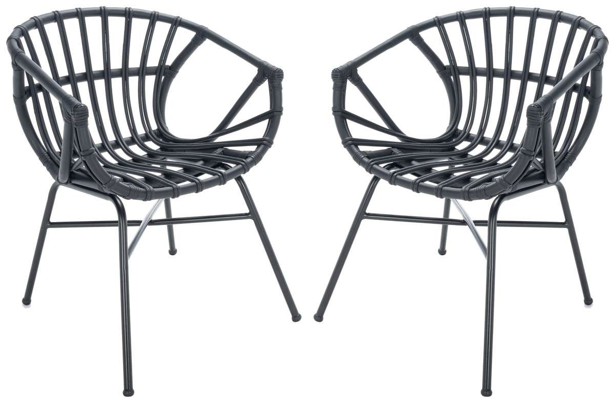 Safavieh Avril Rattan Dining Chair Set Of 2 - Black | Dining Chairs | Modishstore - 2