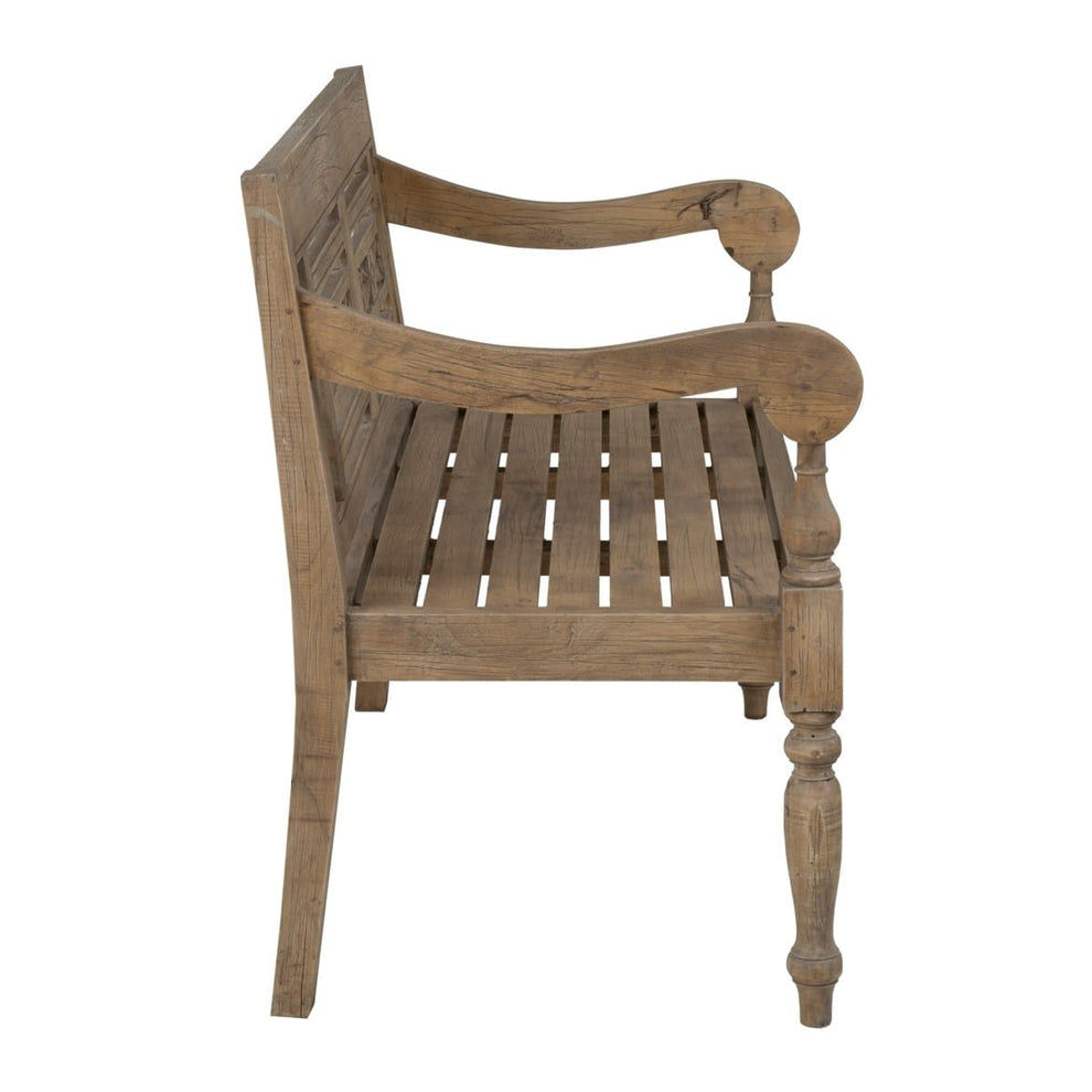 Promenade Mindi Wood Carved Wood Bench DF-PR206 by Jeffan | Benches | Modishstore - 2