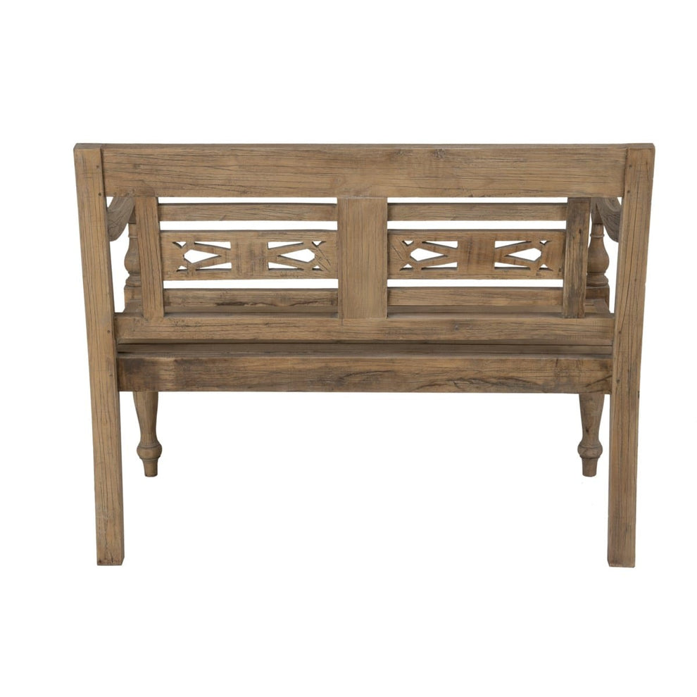 Promenade Mindi Wood Carved Wood Bench DF-PR206 by Jeffan | Benches | Modishstore - 3
