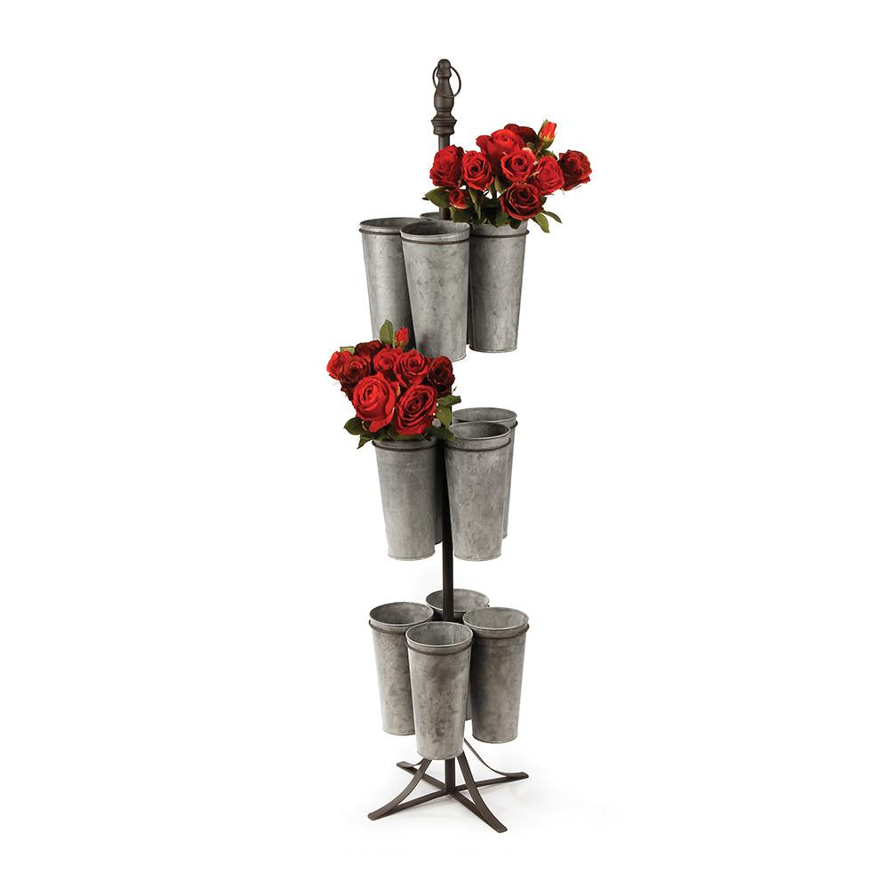 Galvanized 12-Bucket Etagere by Napa Home and Garden | Outdoor Planters, Troughs & Cachepots | Modishstore