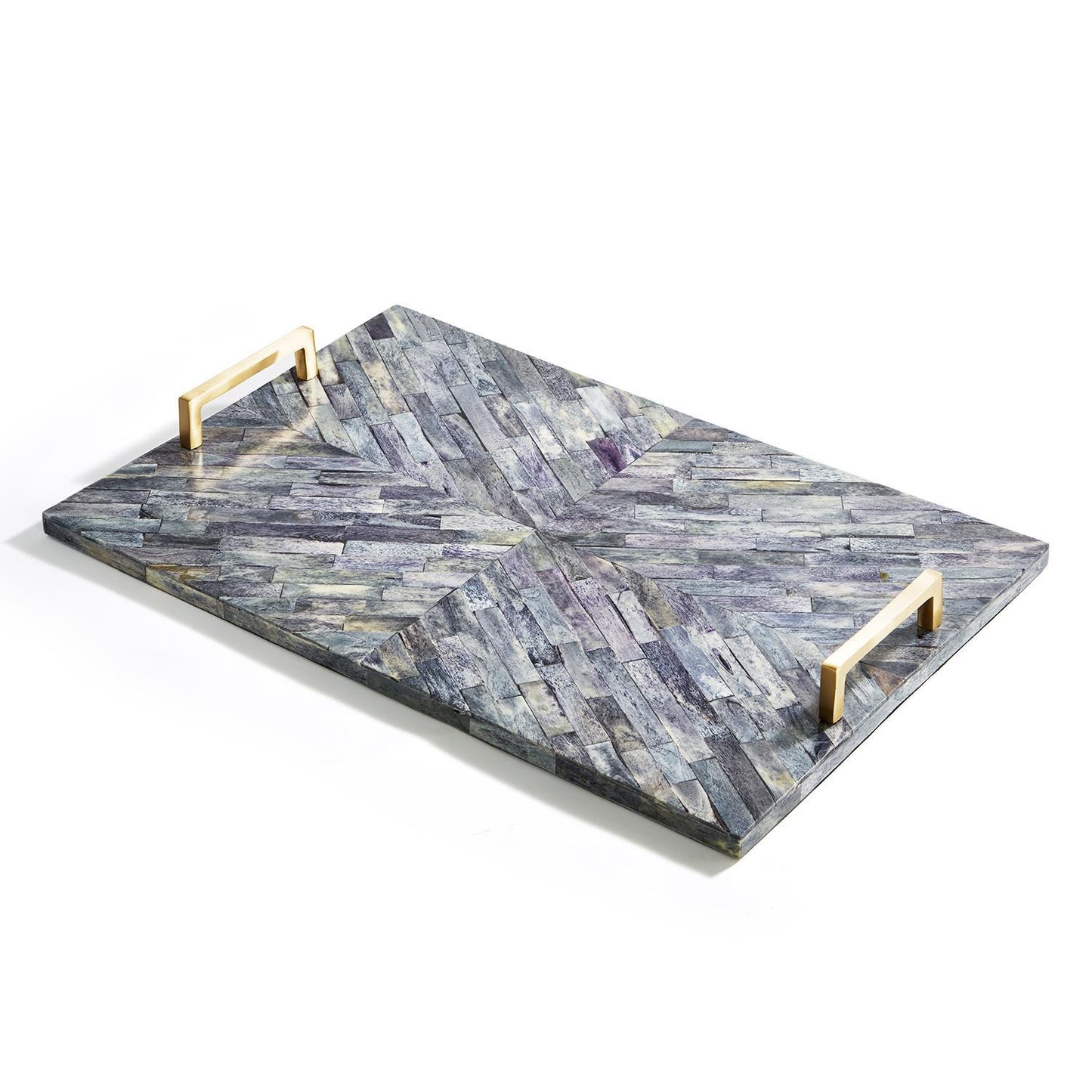 Greystone Mosaic Tile Decorative Tray With Brass Handles By Tozai Home