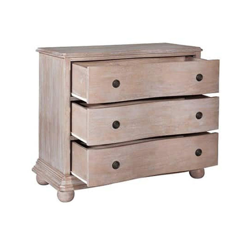 Joan Mango Wood 3 Drawer Dresser, MC Grey by Jeffan | Dressers | Modishstore - 3