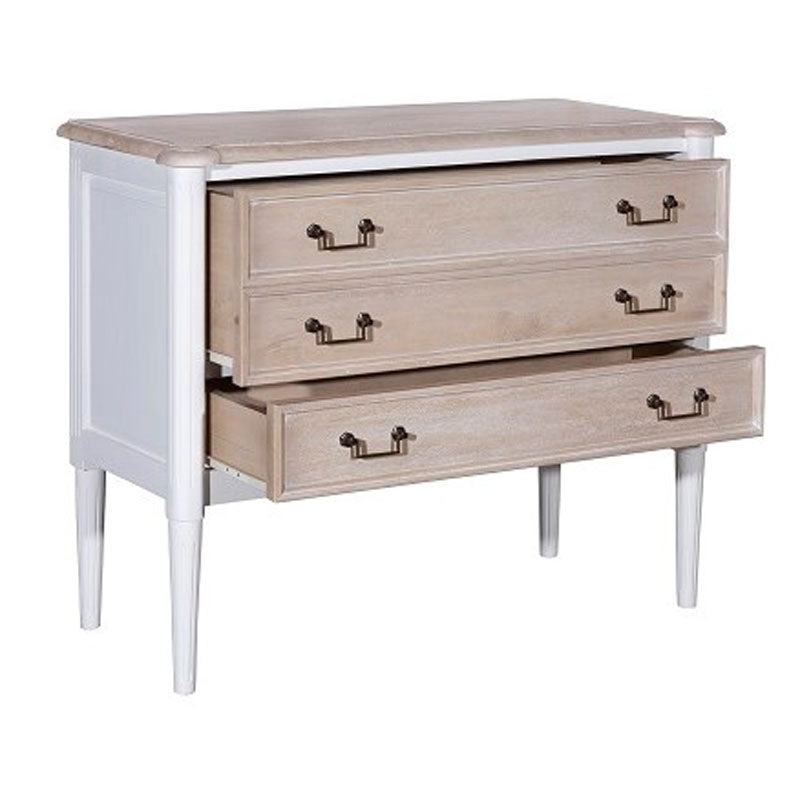 Amelia Mango Wood 2 Drawer Chest, Satin/Vintage White by Jeffan | Drawers | Modishstore - 12