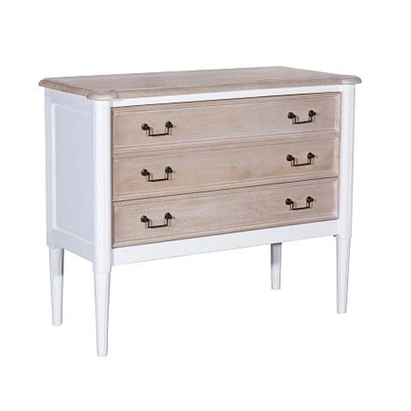 Amelia Mango Wood 2 Drawer Chest, Satin/Vintage White by Jeffan | Drawers | Modishstore - 17