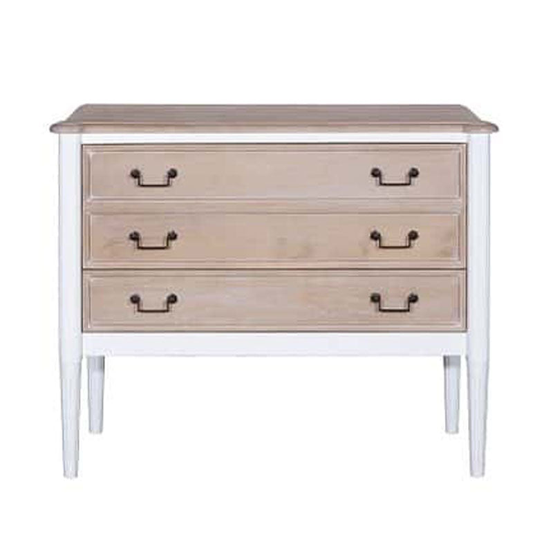 Amelia Mango Wood 2 Drawer Chest, Satin/Vintage White by Jeffan | Drawers | Modishstore - 11