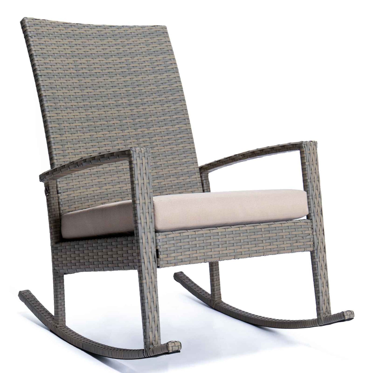 LeisureMod Duval Outdoor Wicker Rocking Chairs With Cushion | Rocking Chairs | Modishstore - 5