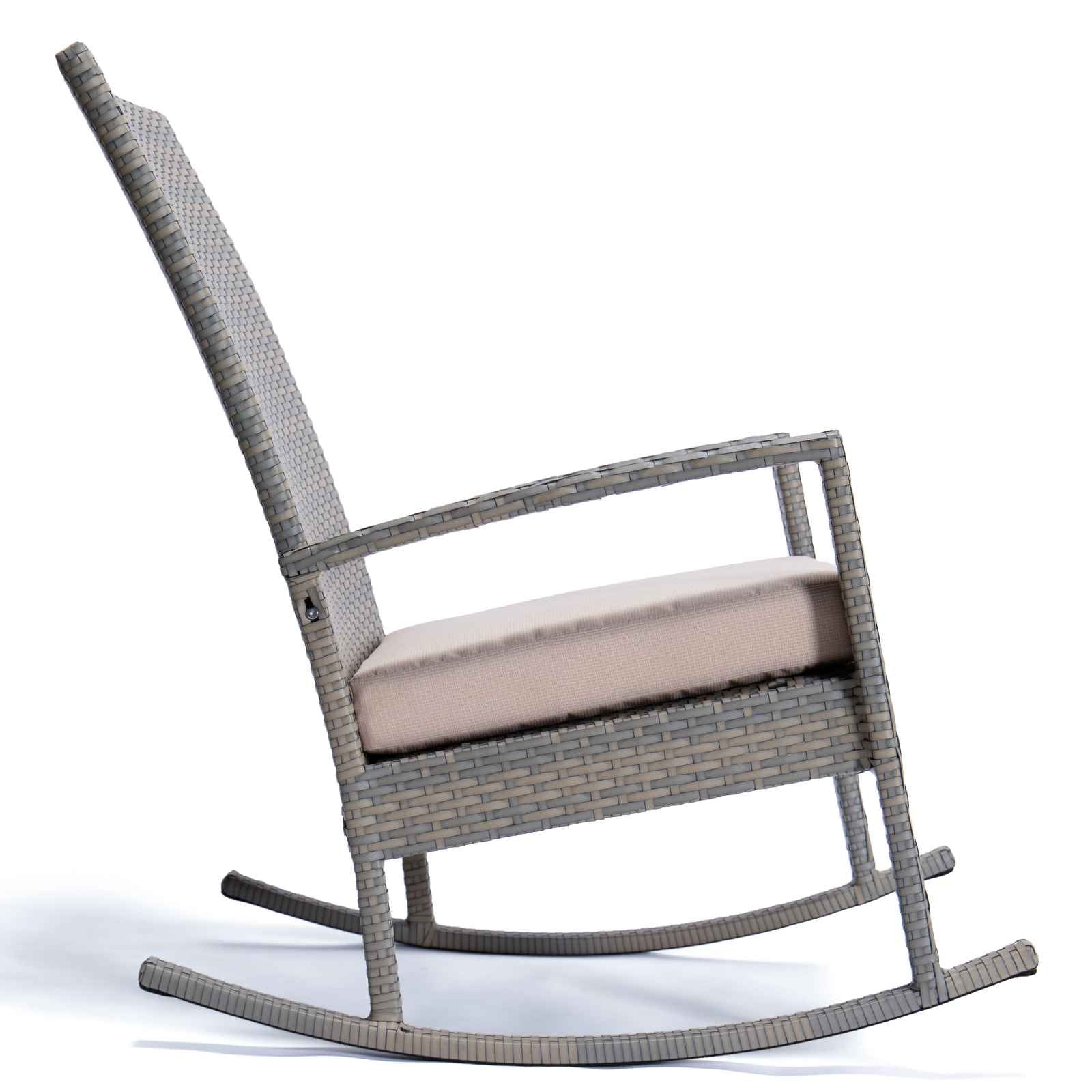 LeisureMod Duval Outdoor Wicker Rocking Chairs With Cushion | Rocking Chairs | Modishstore - 3