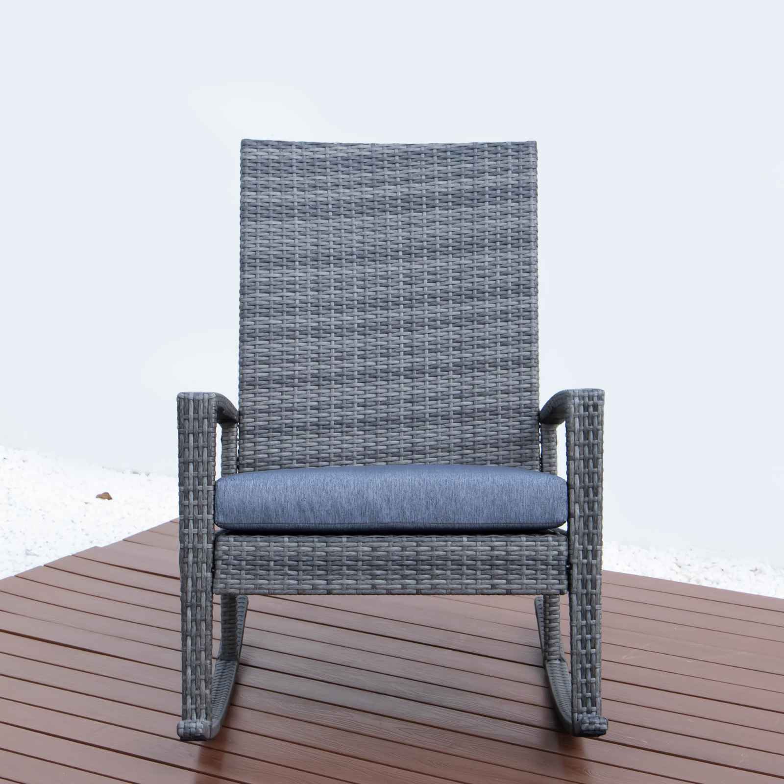 LeisureMod Duval Outdoor Wicker Rocking Chairs With Cushion | Rocking Chairs | Modishstore - 17