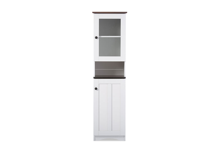 Baxton Studio Lauren Modern and Contemporary White and Dark Brown Buffet and Hutch Kitchen Cabinet | Cabinets | Modishstore - 5