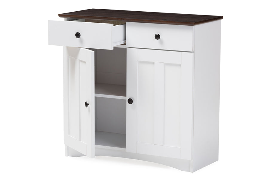 Baxton Studio Lauren Modern and Contemporary Buffet Kitchen Cabinet with Two Doors and Two Drawers | Cabinets | Modishstore - 3