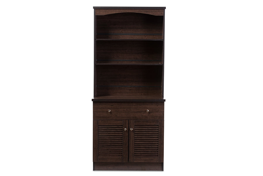 Baxton Studio Agni Modern and Contemporary Dark Brown Buffet and Hutch Kitchen Cabinet | Cabinets | Modishstore - 2